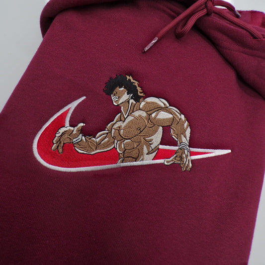 LIMITED BAKI HANMA X THE STRONGEST TEENAGER IN THE WORLD EMBROIDERED ANIME HOODIE